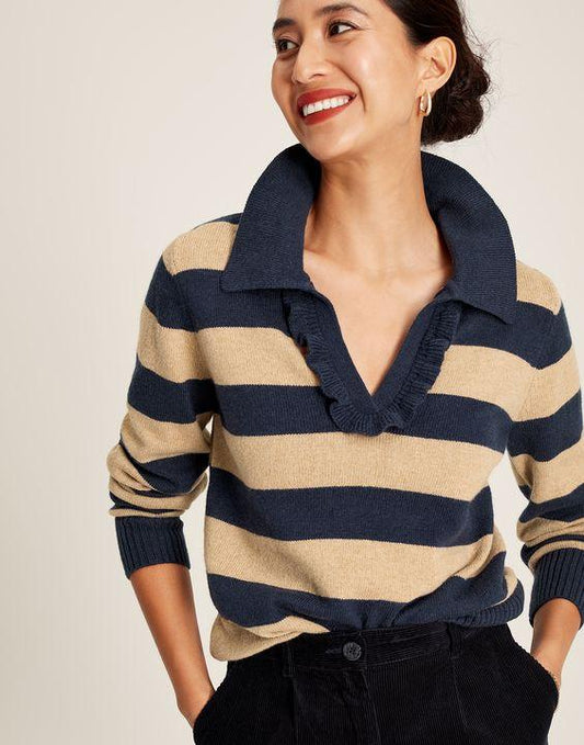 Maddie Striped V Neck Jumper - RUTHERFORD & Co