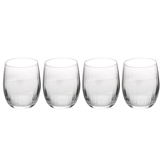 Mikasa Treviso 4-Piece Crystal Stemless Wine Glass Set, 350ml