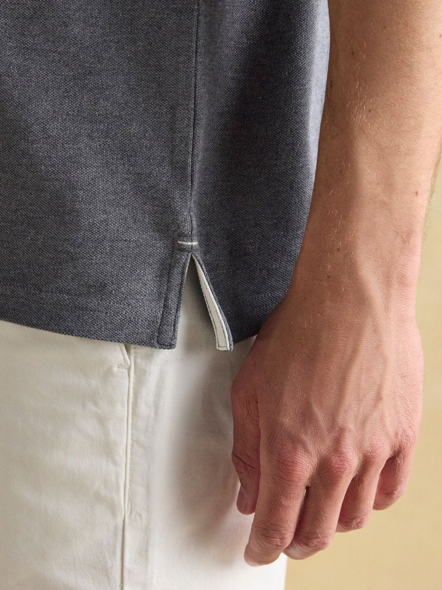 Woody Grey Cotton Pique Polo Shirt - RUTHERFORD & Co