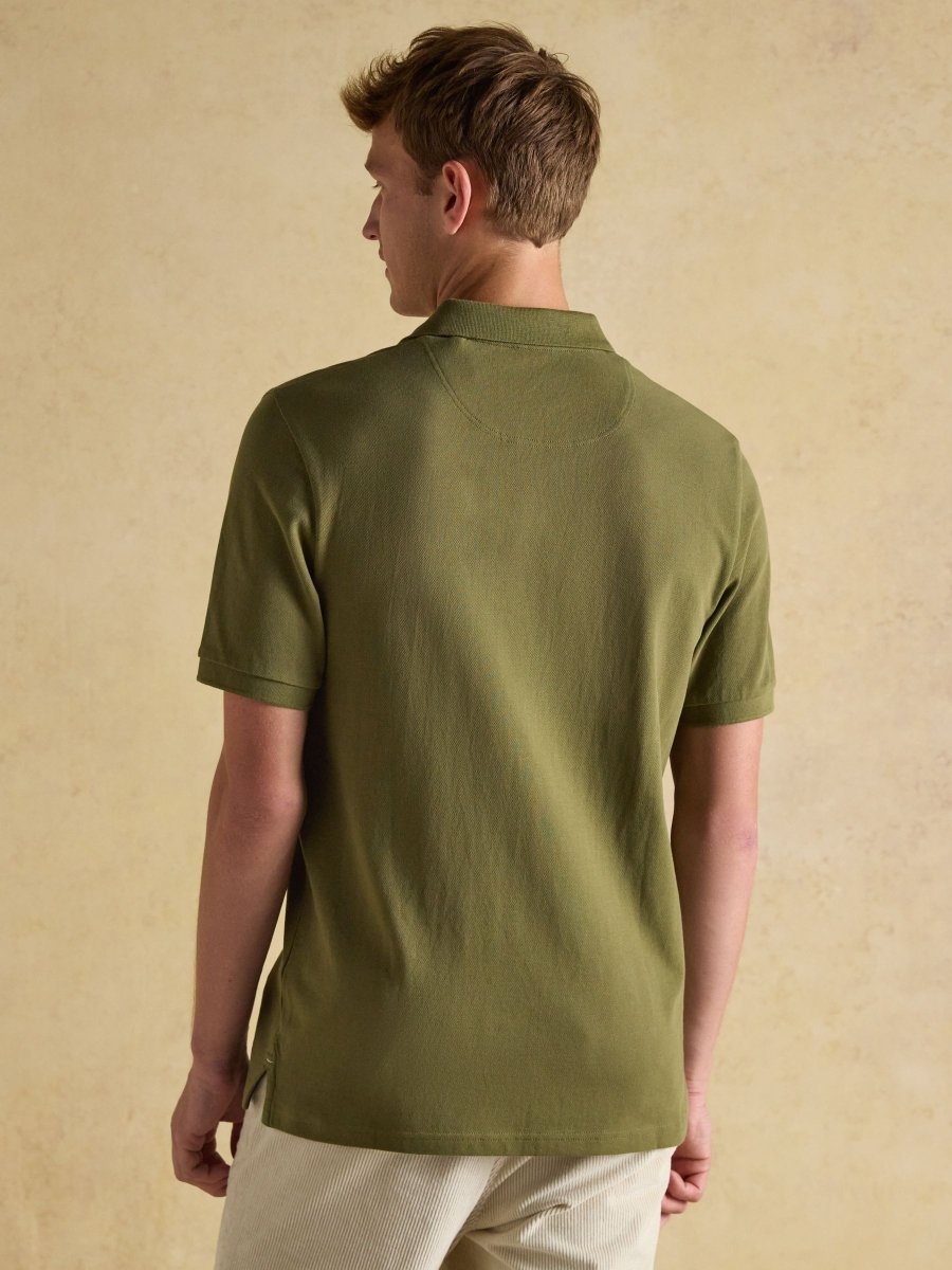 Woody Khaki Green Cotton Pique Polo Shirt - RUTHERFORD & Co