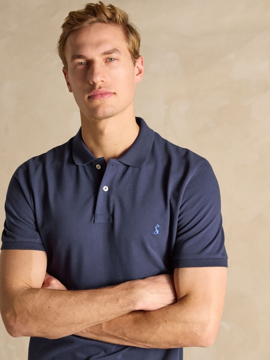 Woody Navy Cotton Pique Polo Shirt - RUTHERFORD & Co