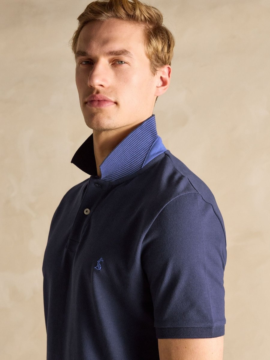 Woody Navy Cotton Pique Polo Shirt - RUTHERFORD & Co