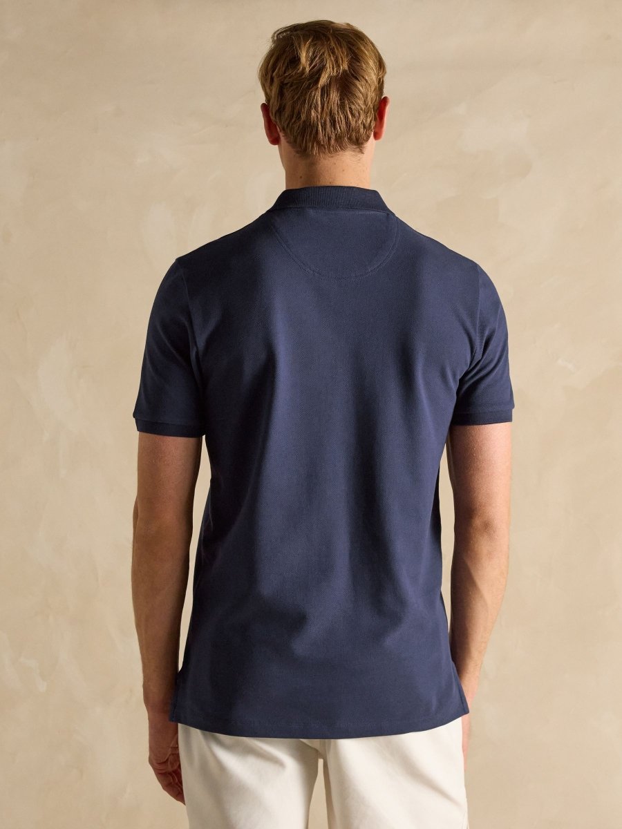 Woody Navy Cotton Pique Polo Shirt - RUTHERFORD & Co