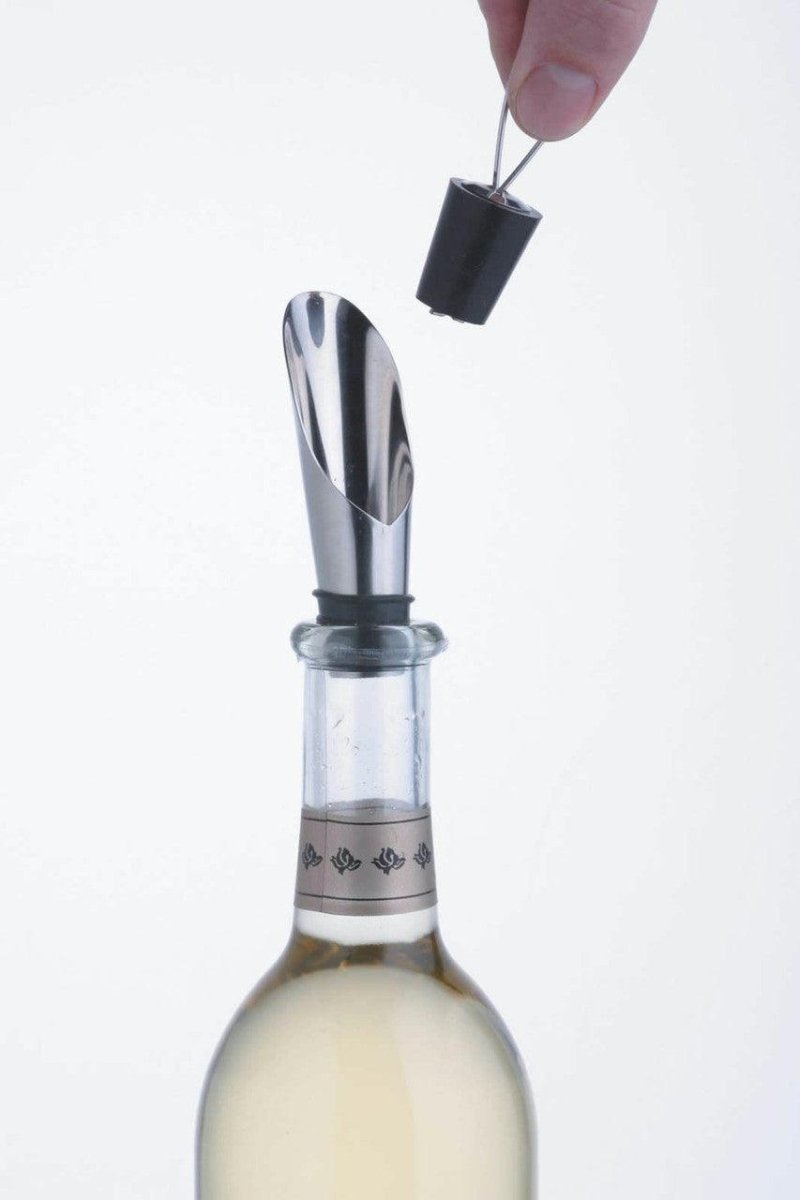BarCraft Stainless Steel Wine Pourer with Stopper - RUTHERFORD & Co