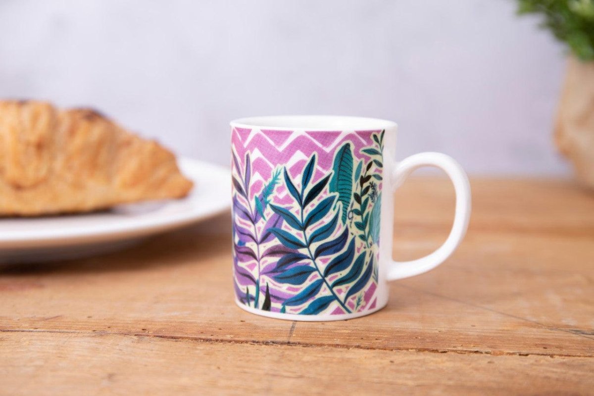 KitchenCraft Espresso Mug Exotic Leaves Design - RUTHERFORD & Co