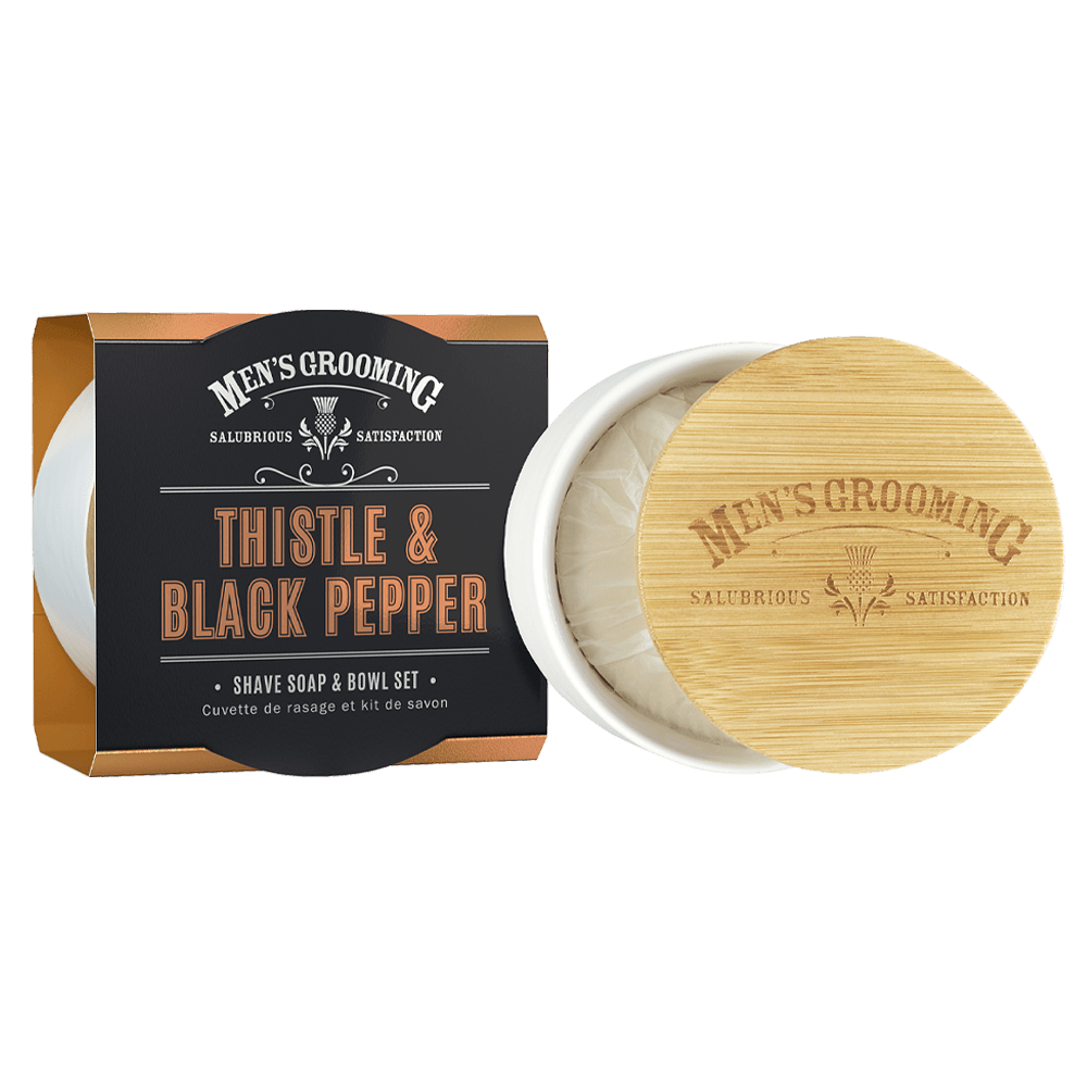 Thistle & Black Pepper Shave Soap & Bowl Set 100g - RUTHERFORD & Co