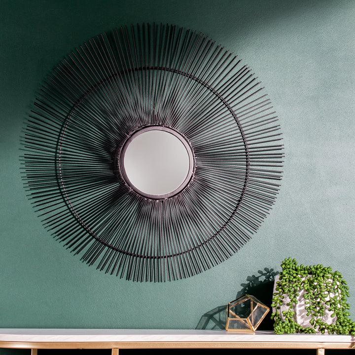 Wire Round Circular Wall Mirror Black - RUTHERFORD & Co
