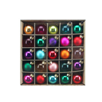 Multicoloured Box of 25 Glass Baubles (5cm)