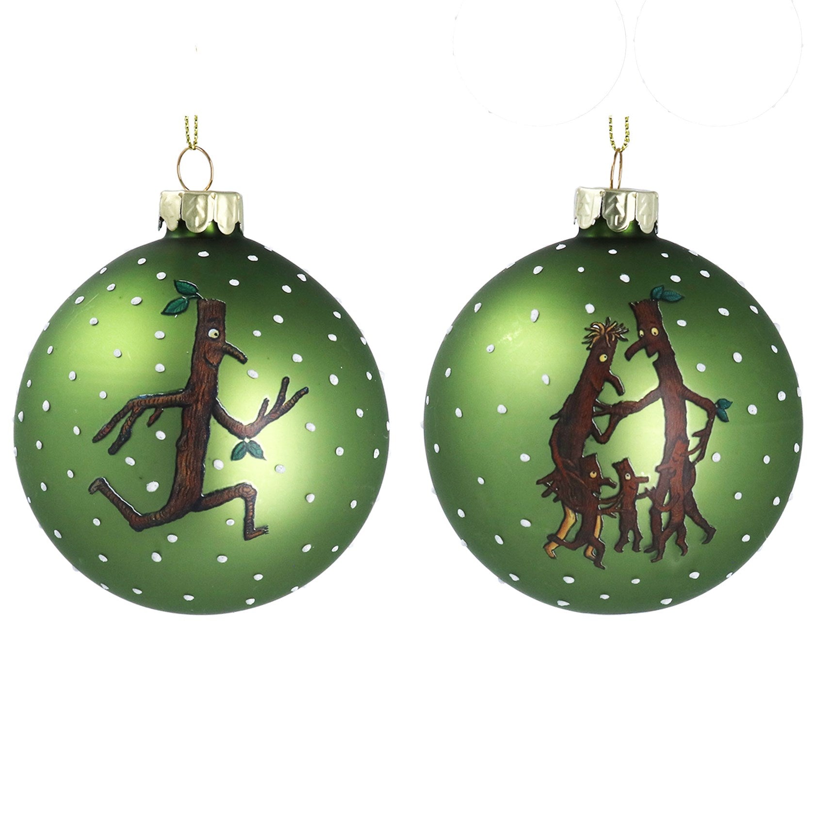 Stick Man & Family Glass Ball/Matt Apple Green