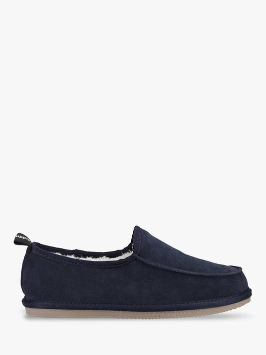 Charles Suede Slip On Moccasin Slippers, Navy