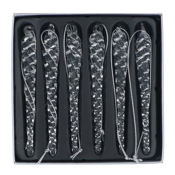 Box/6 Glass Hanging Dec 12cm – Clear Twist Icicles