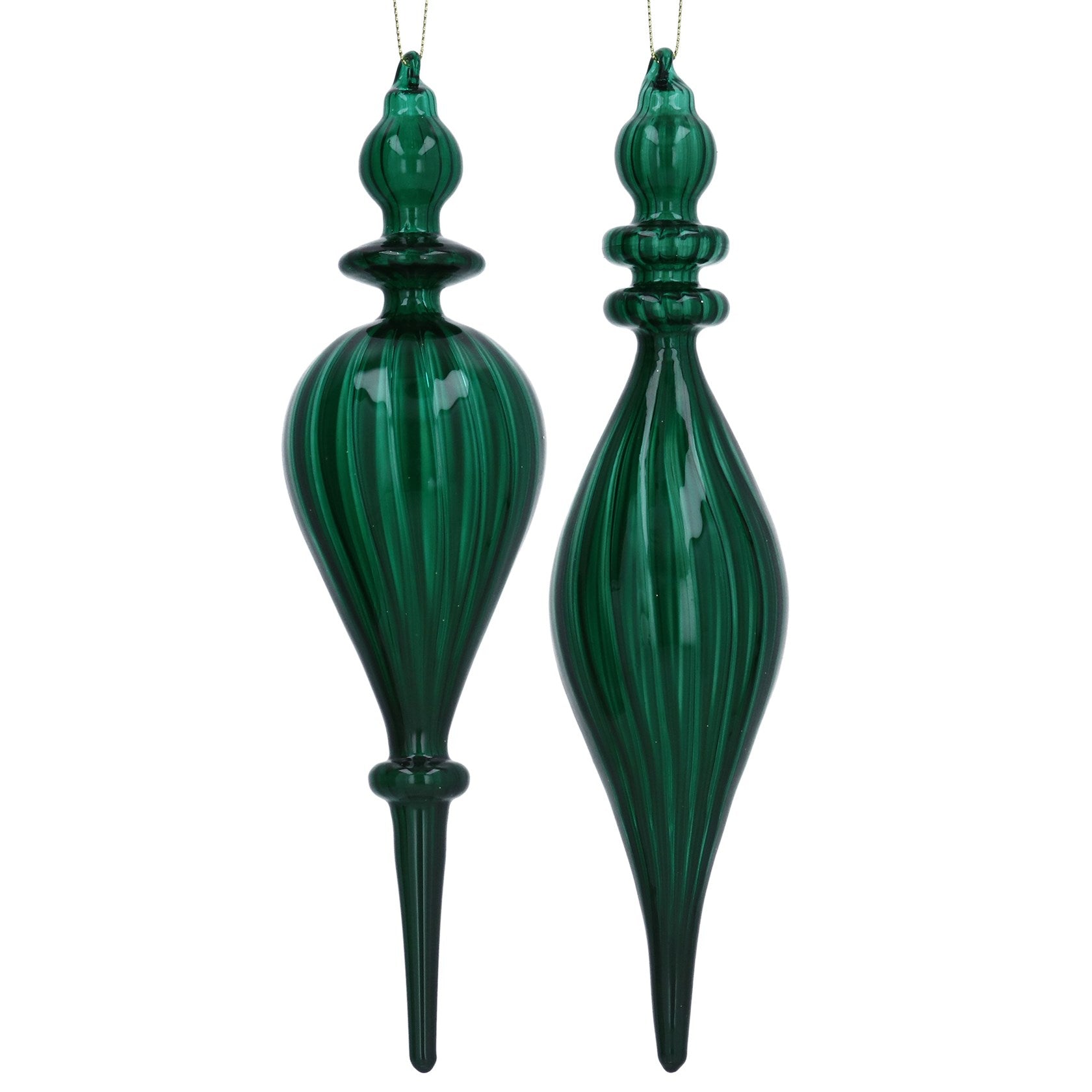 Glass Finial Dec/Green/Lge