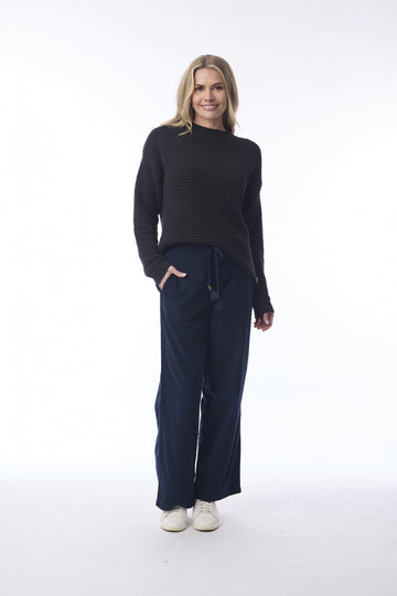 Cord Solid Trouser Flared Navy