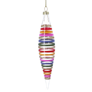 Clear Drop with Rainbow Bands Glass Decoration (20cm)