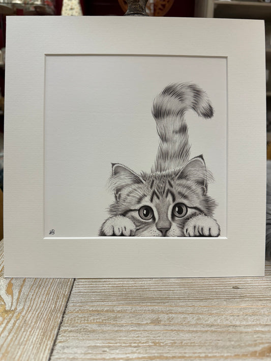 Mounted Print Ivory - Chester Cat