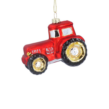 Red Tractor Glass Decoration (8cm)