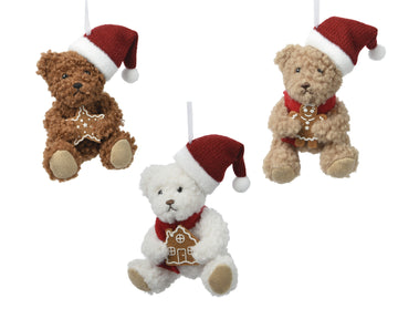 Decoris Hanging Bear Polyester Brown - Assorted