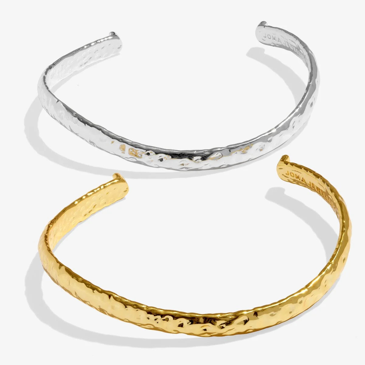Bracelet Bar Hammered Bangle Set In Silver And Gold Plating