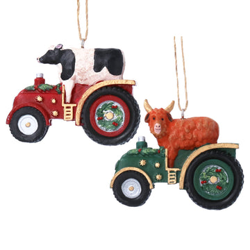 Resin Cow in Tractor Dec/Astd