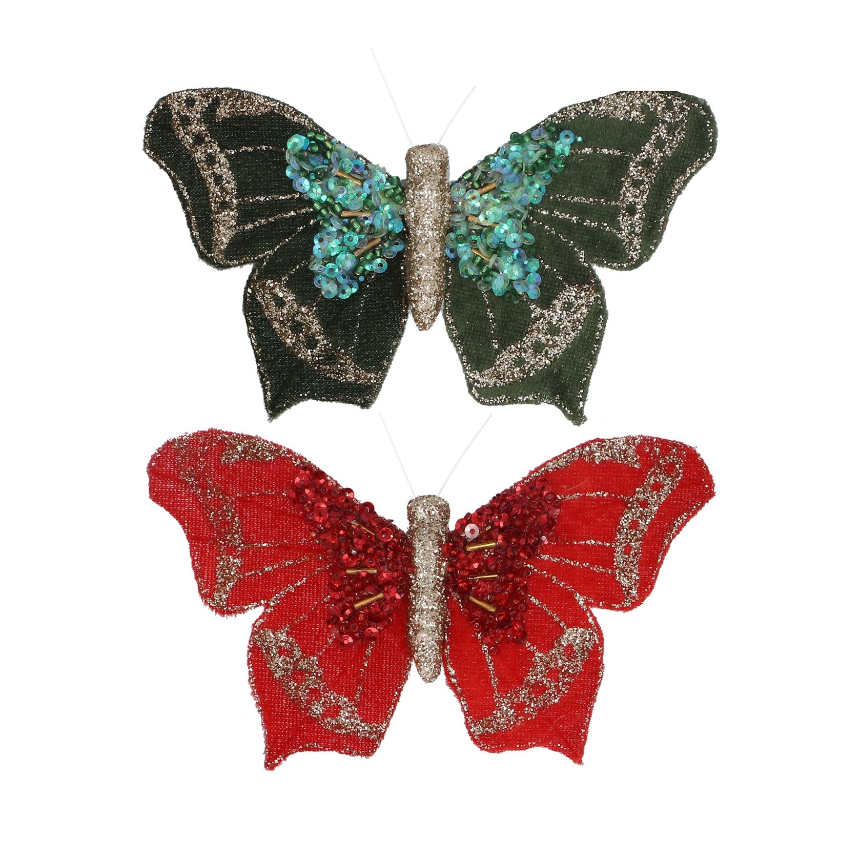 Fabric Butterfly Clip/Red or Green