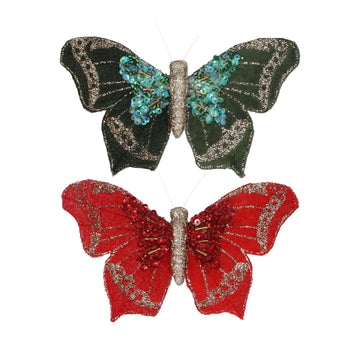 Fabric Butterfly Clip/Red or Green