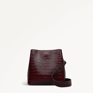 Dukes Place - Faux Croc Medium Compartment Cross Body Dark Cherry