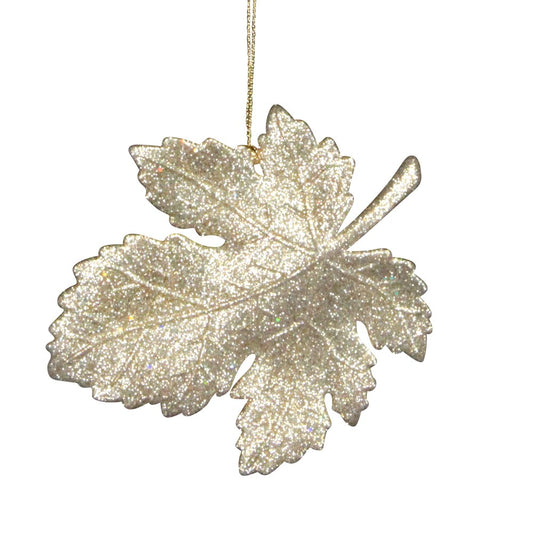 Pale Gold Sparkle Leaf Acrylic Decoration (11cm)