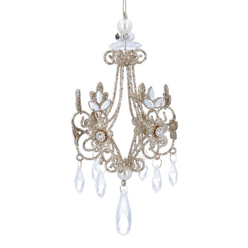 Wire Chandelier, 19cm – Gold Glitter w Jewels