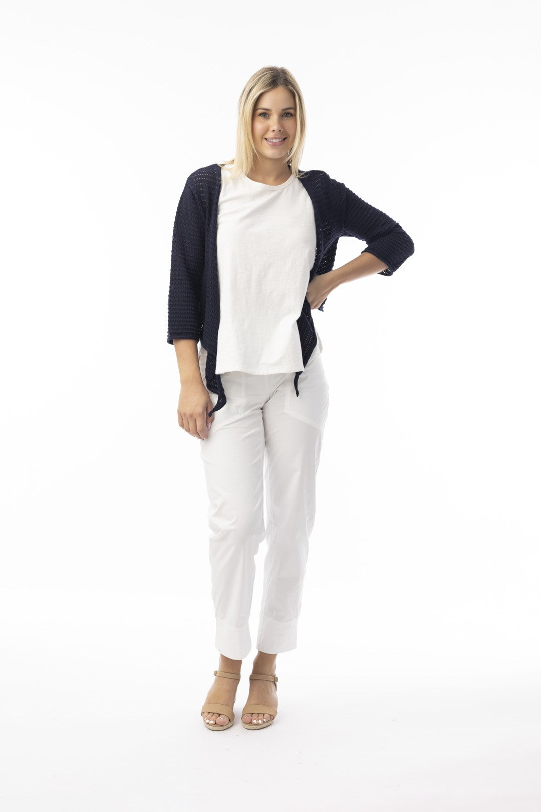 Essentials Tie Shrug Knit Navy