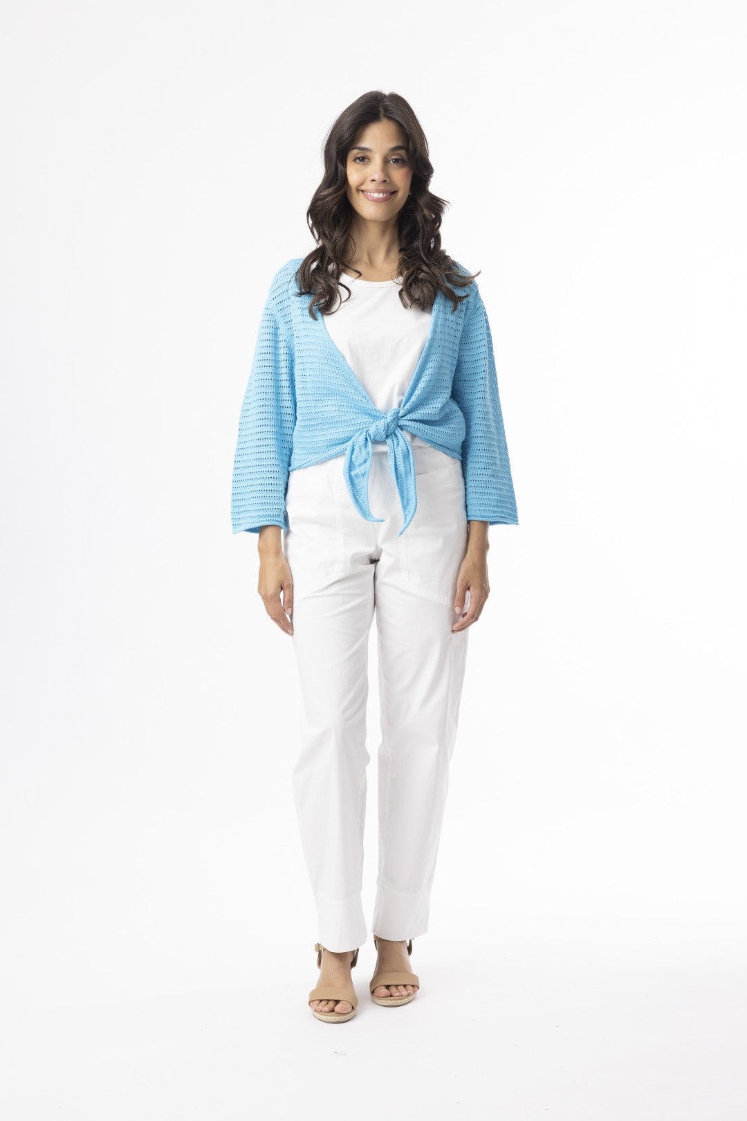 Essentials Tie Shrug Knit Turquoise