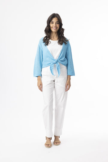 Essentials Tie Shrug Knit Turquoise