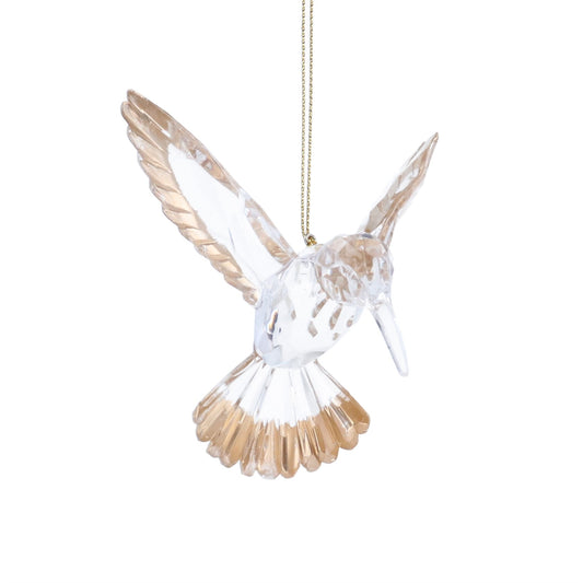 Clear Hummingbird with Gold Wings Acrylic Decoration (11cm)