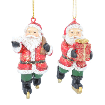 Skating Santa Resin Decoration (7cm)