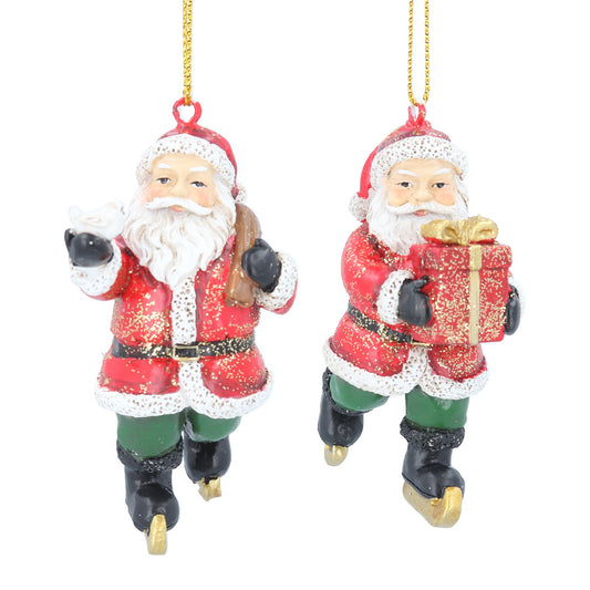 Skating Santa Resin Decoration (7cm)