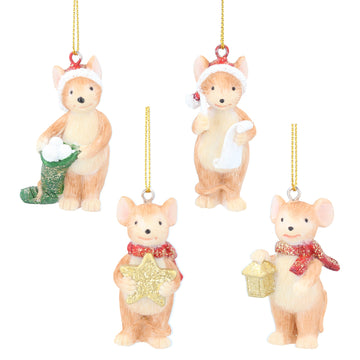 Christmas Mouse Resin Decoration (5cm)