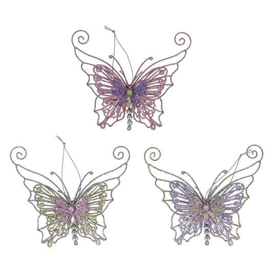 Pastel Sparkling Butterfly Iron Decoration (13cm)