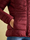 Kenley Dark Red Showerproof Padded Coat with Hood