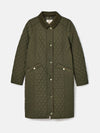 Rosewell Khaki Green Showerproof Longline Diamond Quilted Coat