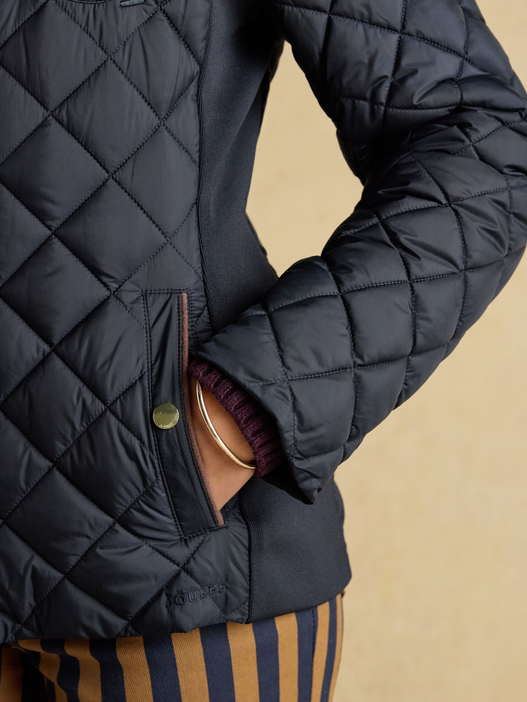 Braemar Luxe Navy Blue Showerproof Diamond Quilted Coat