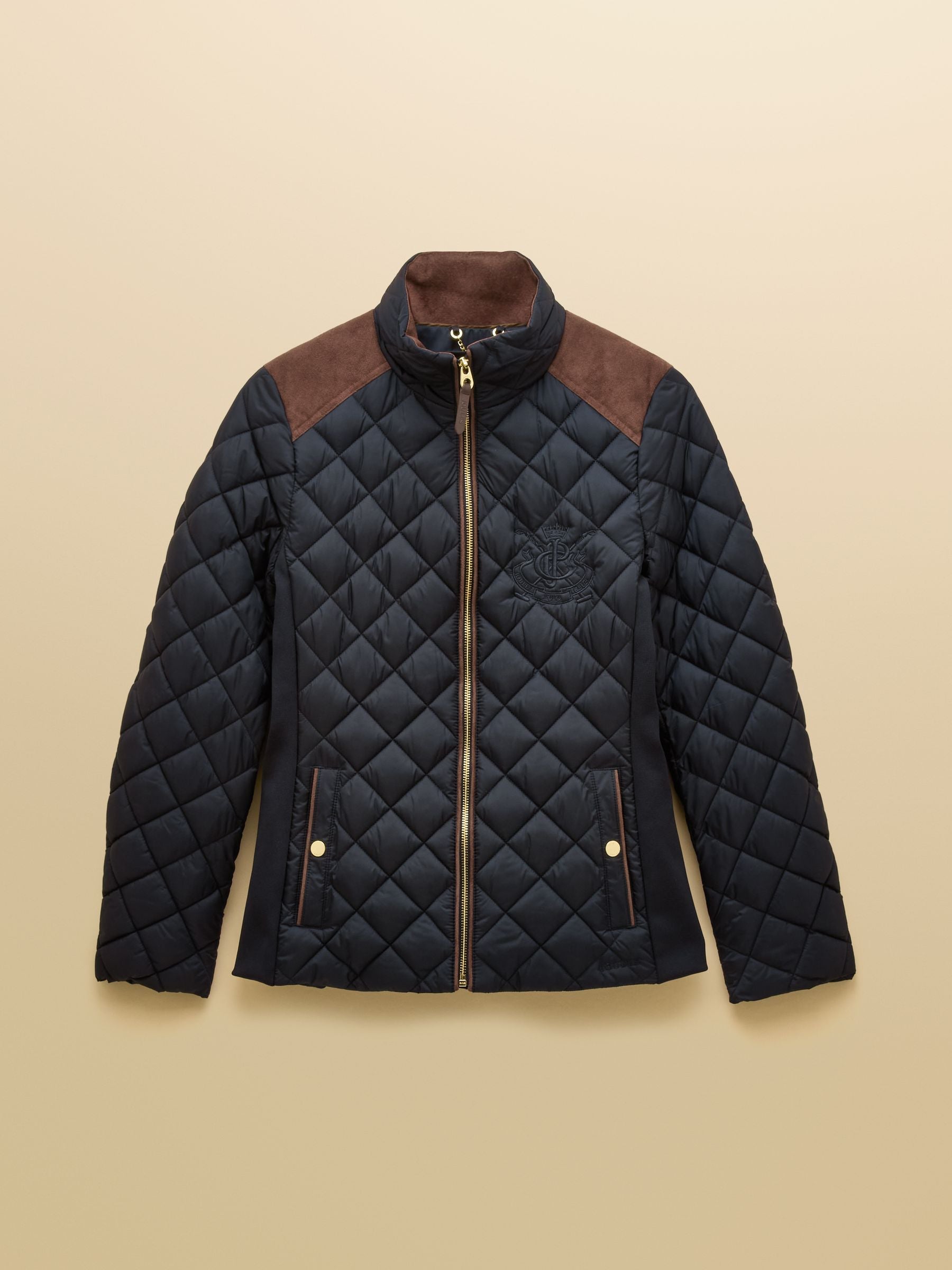 Braemar Luxe Navy Blue Showerproof Diamond Quilted Coat