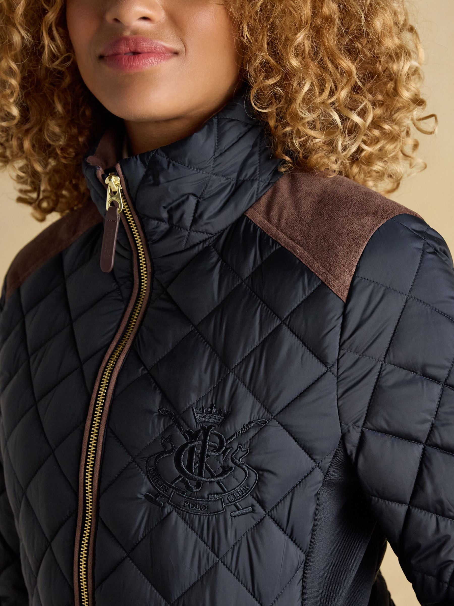 Braemar Luxe Navy Blue Showerproof Diamond Quilted Coat