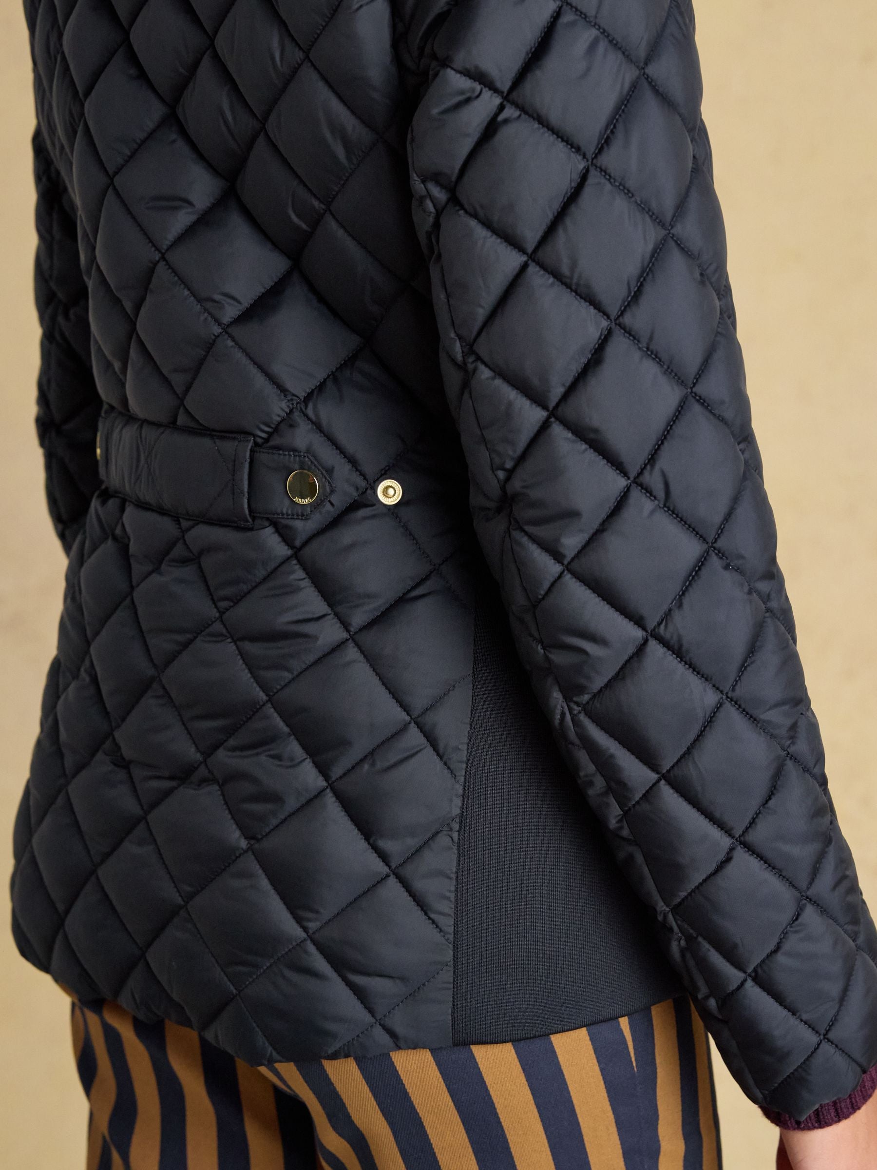 Braemar Luxe Navy Blue Showerproof Diamond Quilted Coat