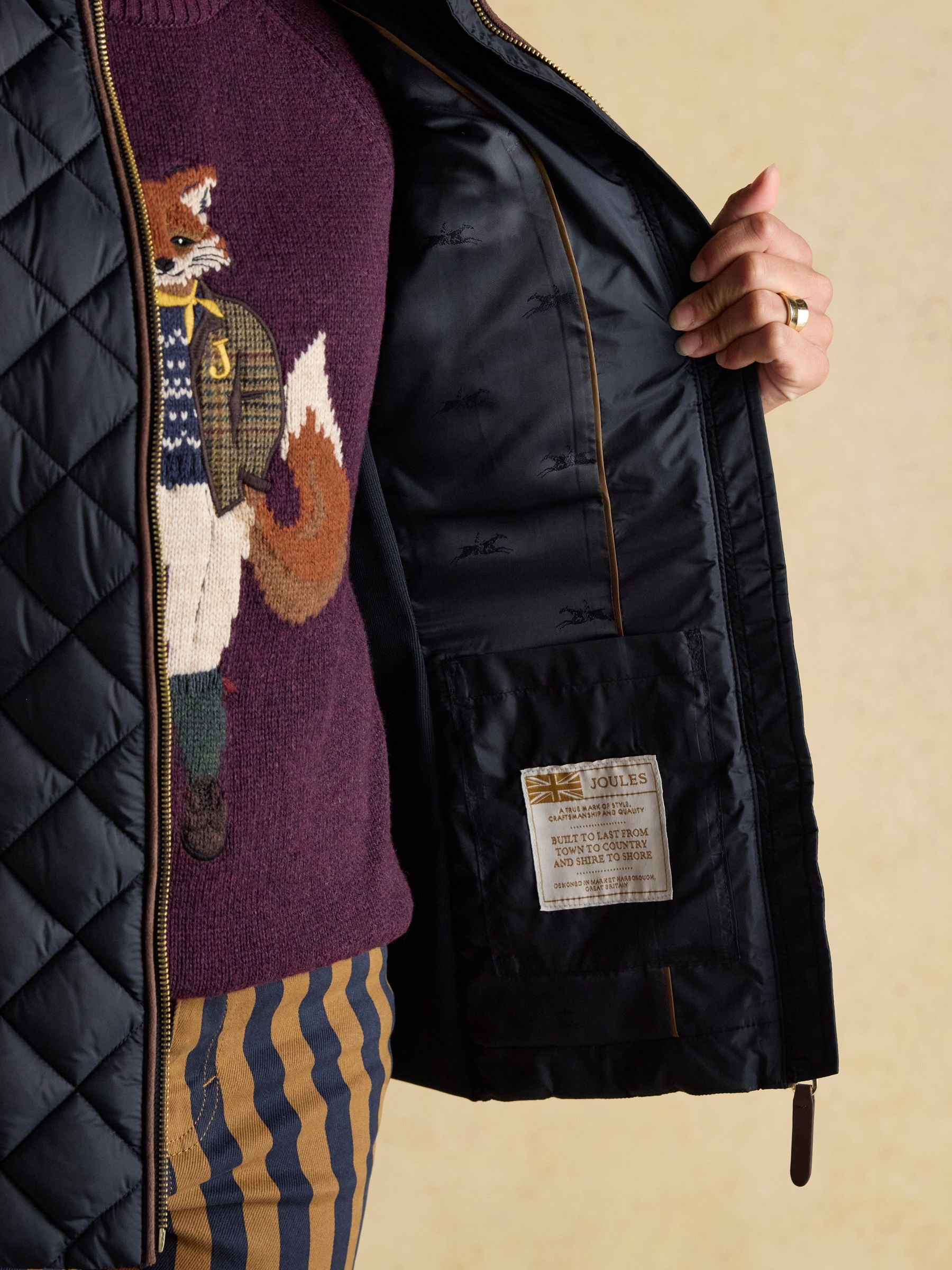 Braemar Luxe Navy Blue Showerproof Diamond Quilted Coat