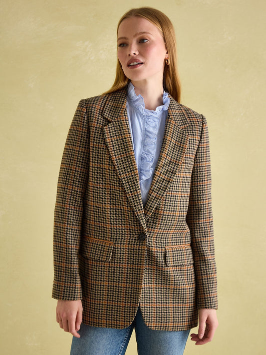 Hackmore Check Relaxed Fit Wool Blend Tweed Blazer