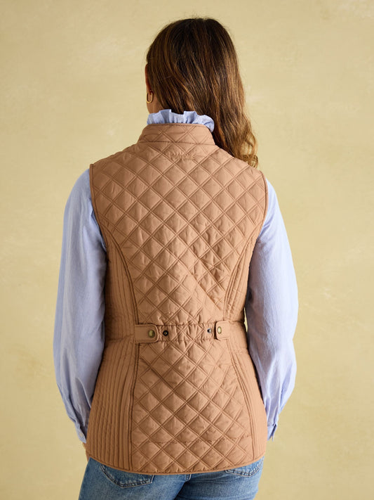 Minx Tan Showerproof Diamond Quilted Gilet