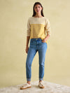 New Harbour Yellow/ Cream Boat Neck Breton Top