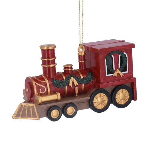 Red Antiqued Train Acrylic Decoration (12cm)