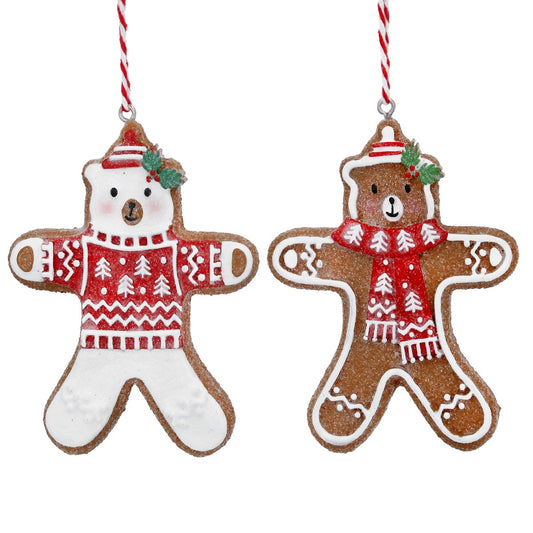 Dressed Gingerbread Teddy Resin Decoration (9cm)