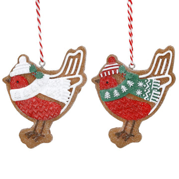 Dressed Gingerbread Robin Resin Decoration (8cm)