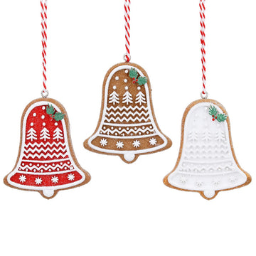 Gingerbread Bells Resin Decoration (6cm)